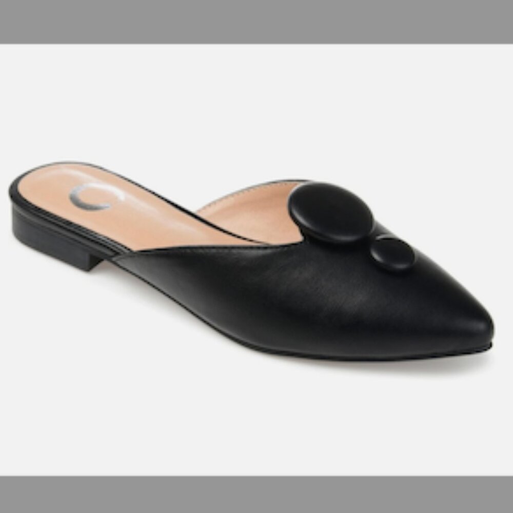Journee Collection Women's Mallorie Button Mules Flats Black Size 9
